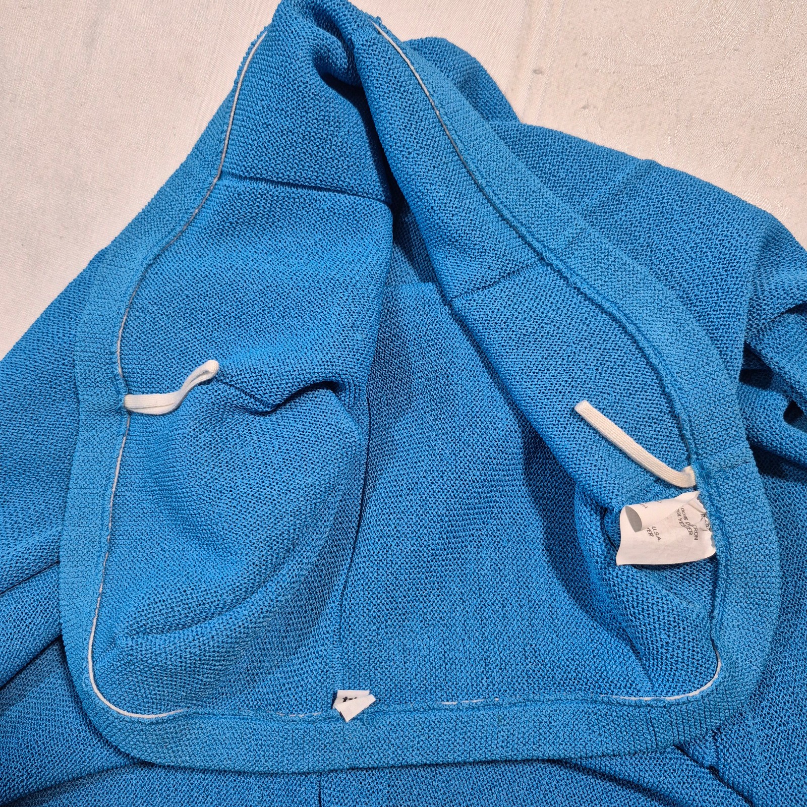 Vtg Castleberry Knit Skirt Suit Set Womens 14 Royal Blue Gold Button 80s MINT