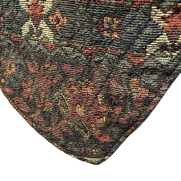 Vintage Gotcha Covered Tapestry Floral Woven Burgundy Blue Boho Womens Vest Lg