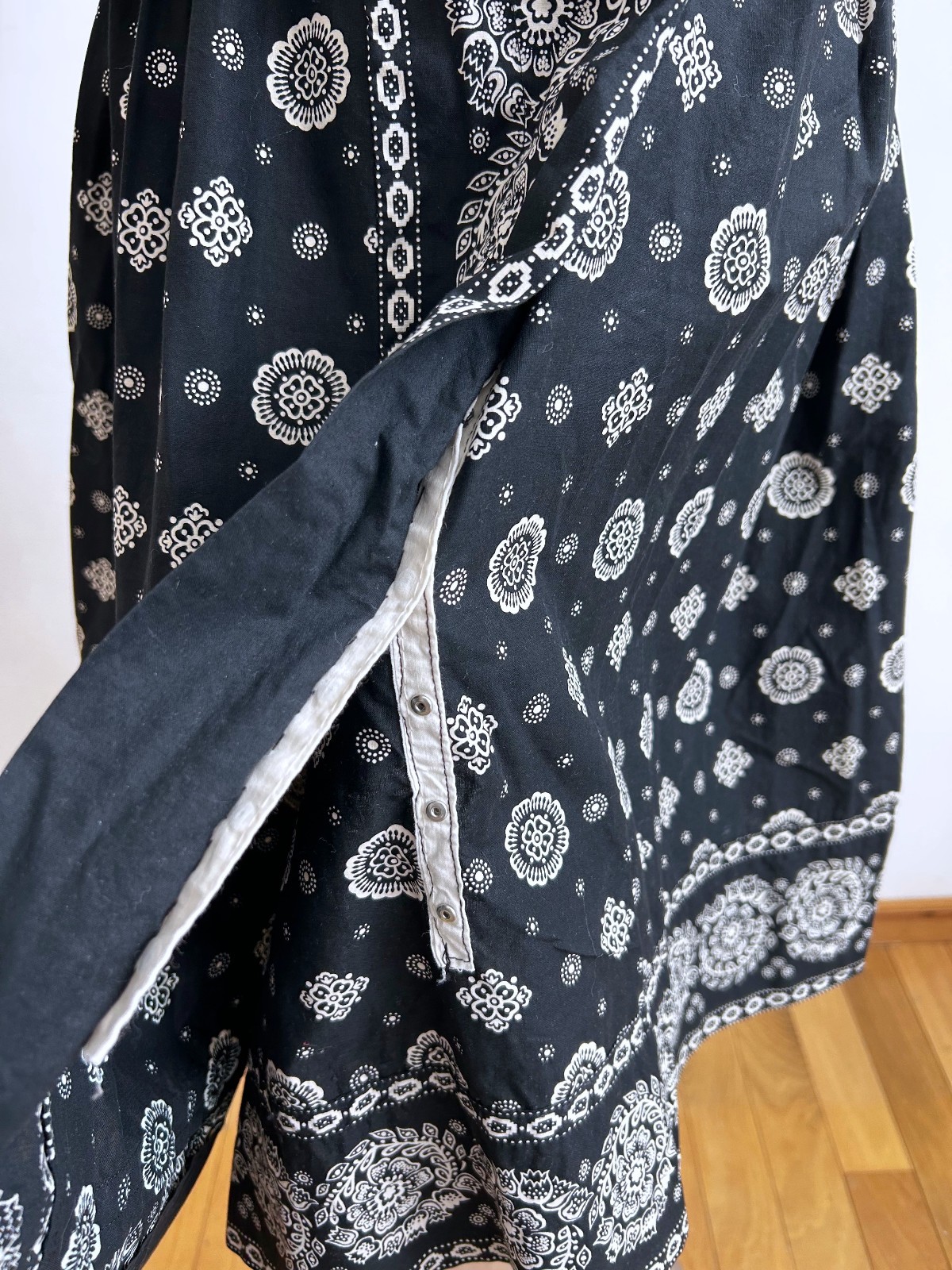 1950s French Print Cotton Summer Skirt 26″ Waist Souleiado Chic Maisel Era
