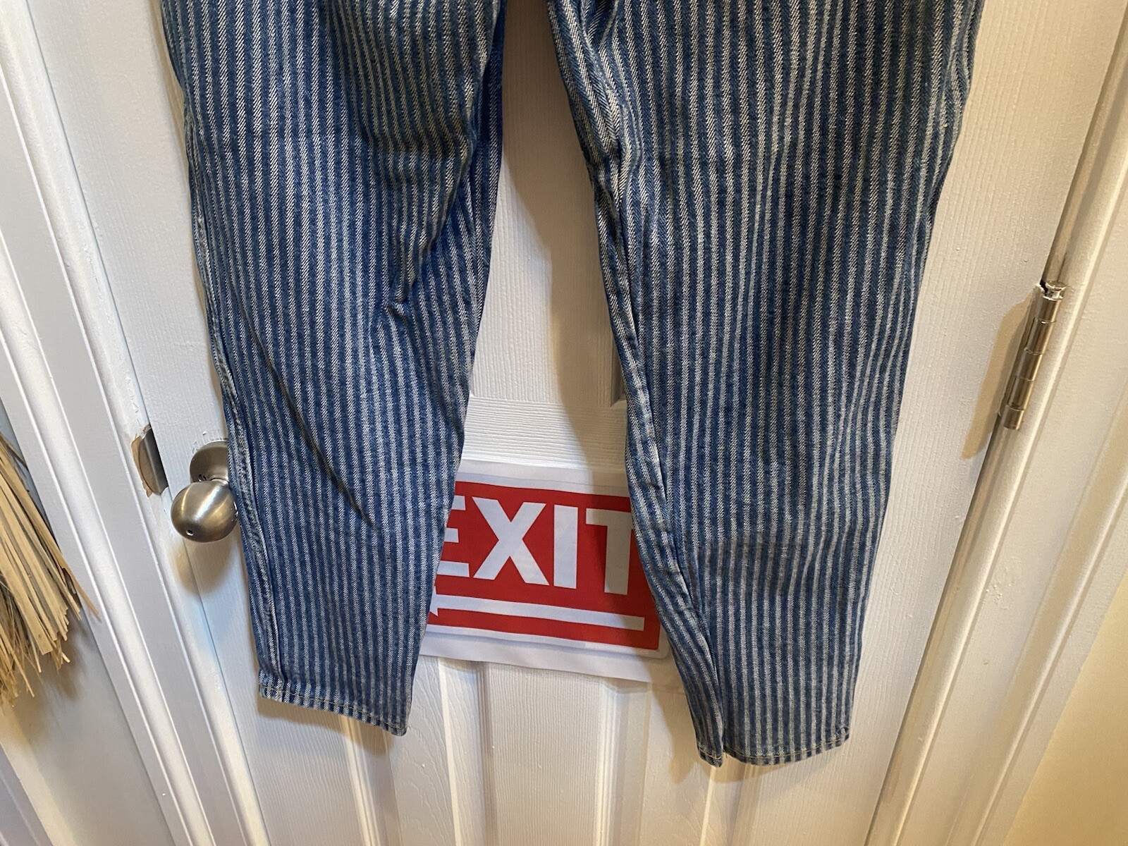 VTG 1980s High Waisted Striped GASOLINE JEANS | Paris, France | 100% Cotton | 28