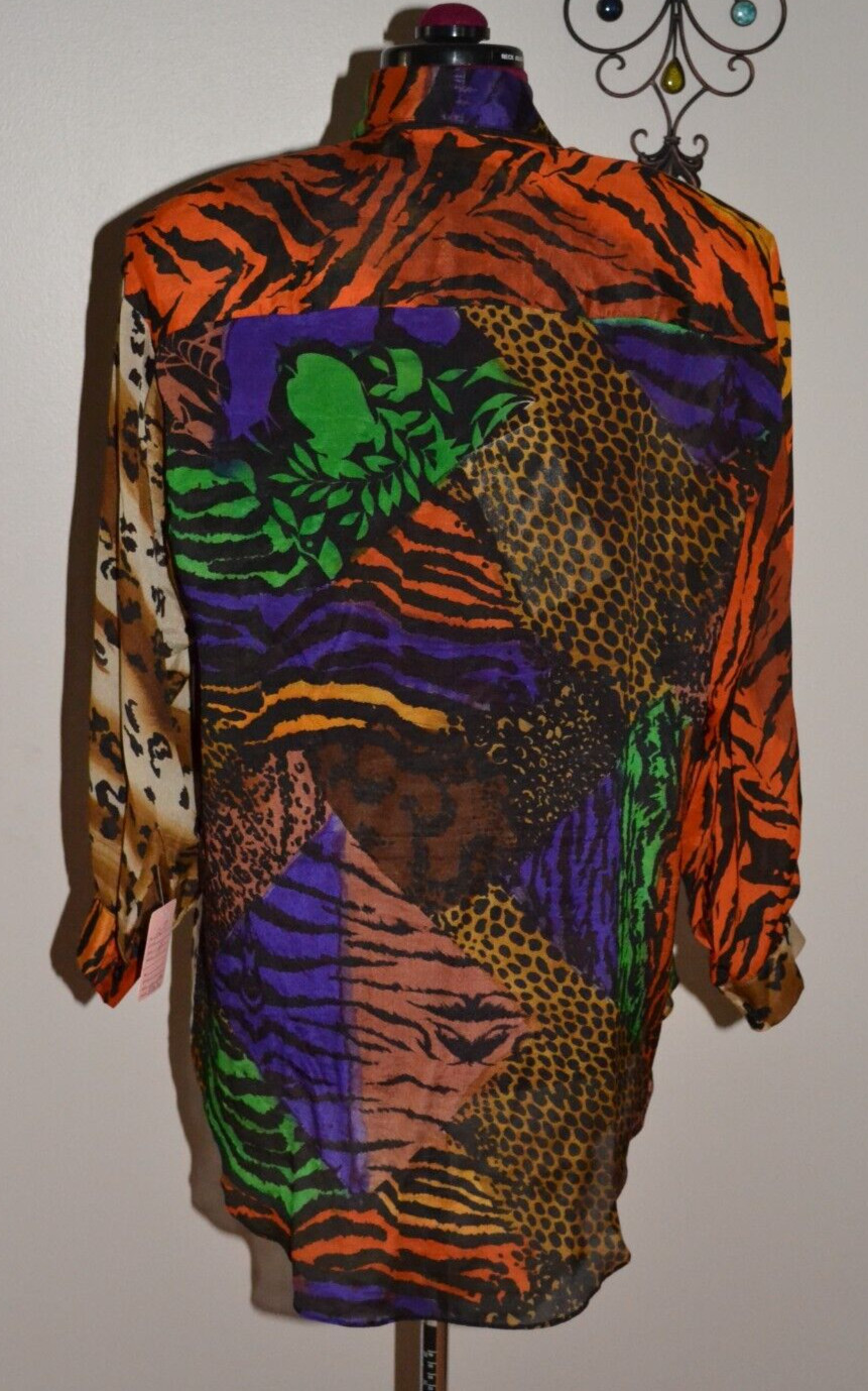 Judith Ann Rare Vintage Silk Button Down NWT – Sequin Embellished Hi-Lo Blouse M