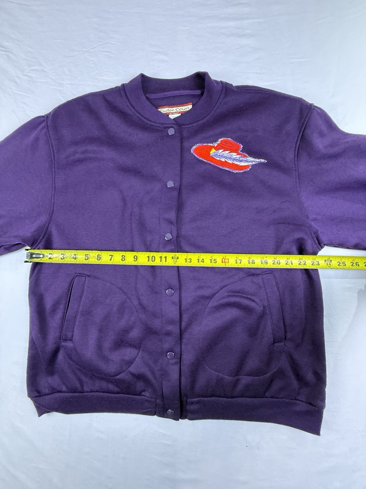 Vintage Tudor Court Button Up Sweatshirt Purple 80s Grandma Jacket Women’s PM