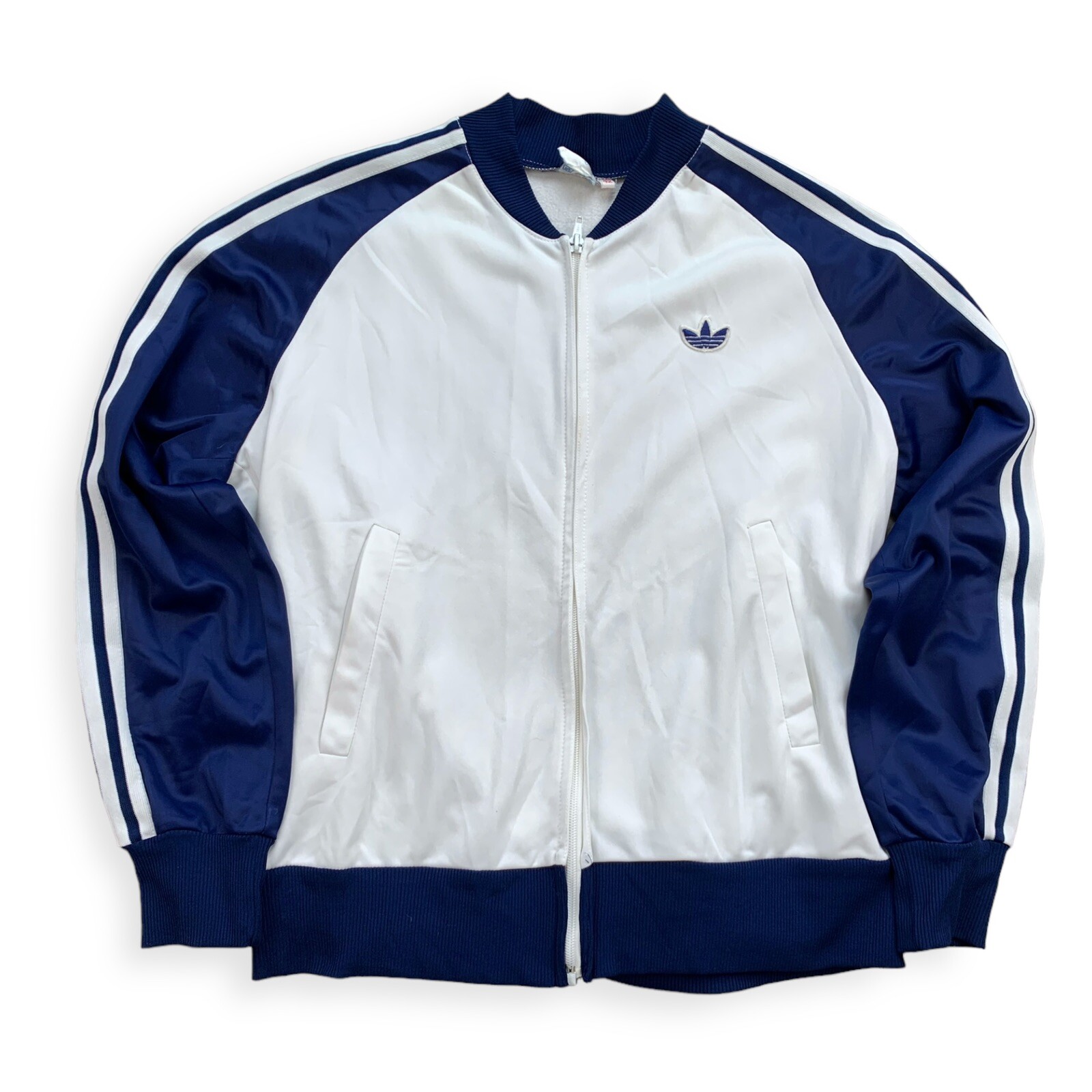 Adidas vintage jacket size 42 L womens 80s track jacket white blue old school AJ7