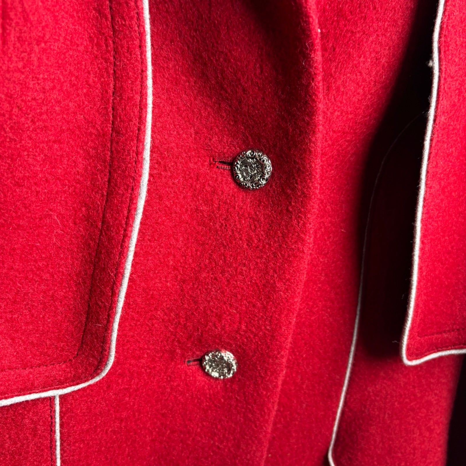 Vintage BOOS Austrian Style Red Wool Capelet Coat Cape Heritage Dark Academia
