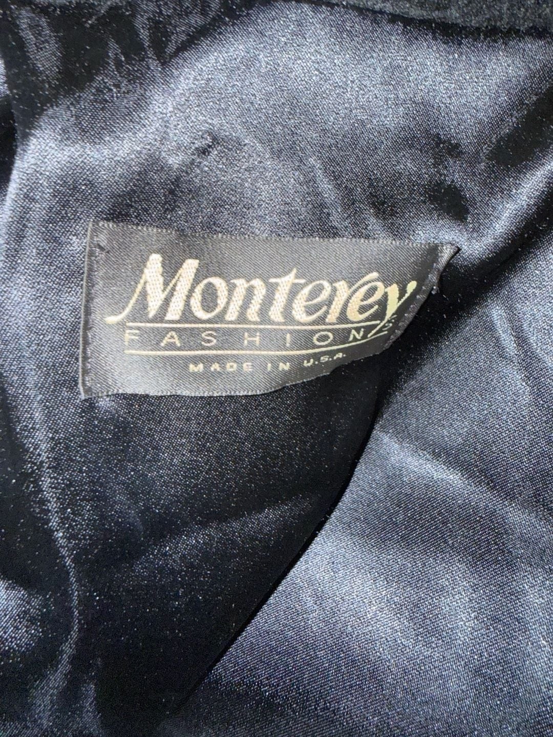 Monterey Fashions Vintage Black Faux Fur Shawl Collar Coat