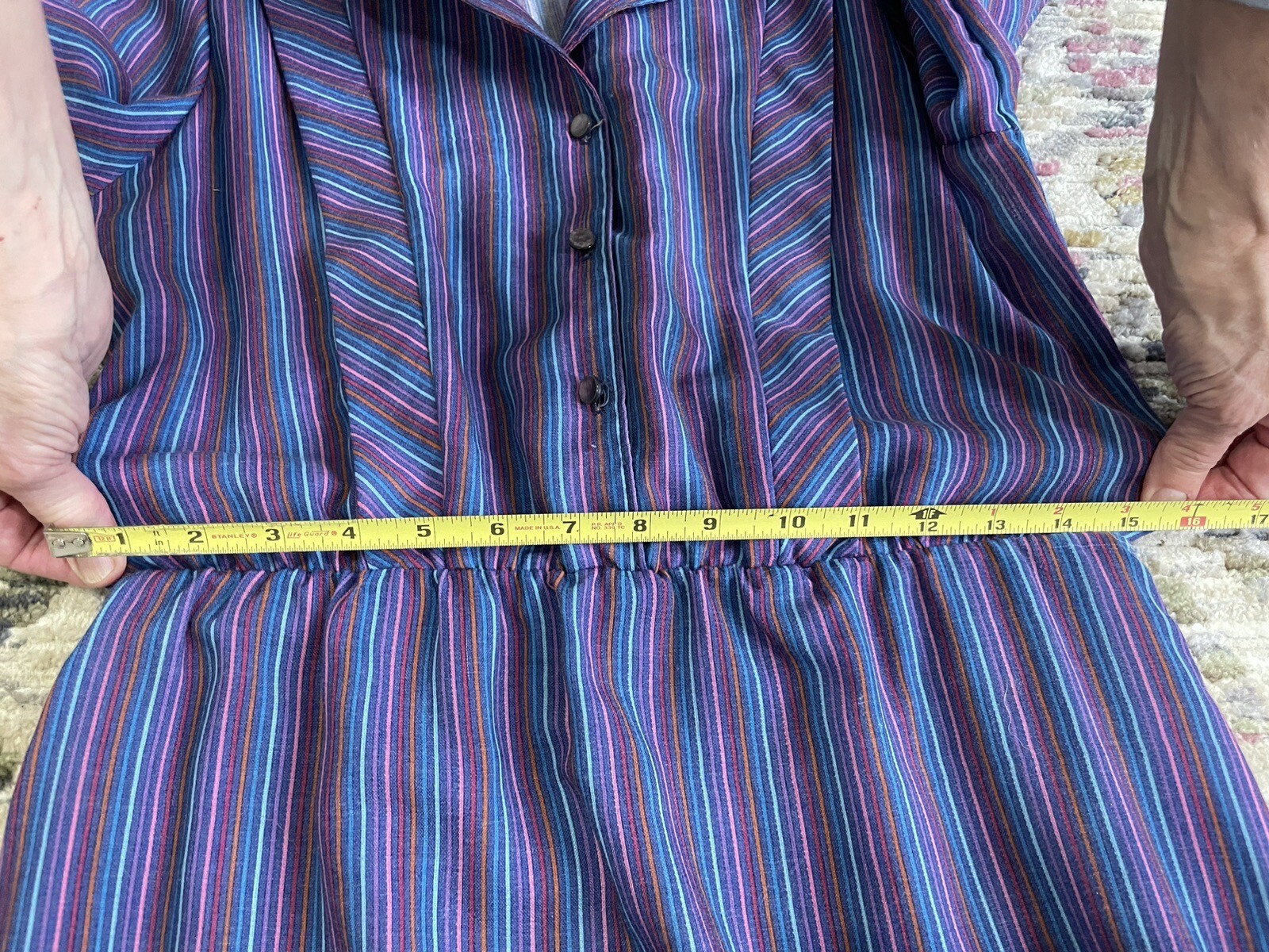 Vintage Secretary Dress Purple Multicolor Strips Size 11/12