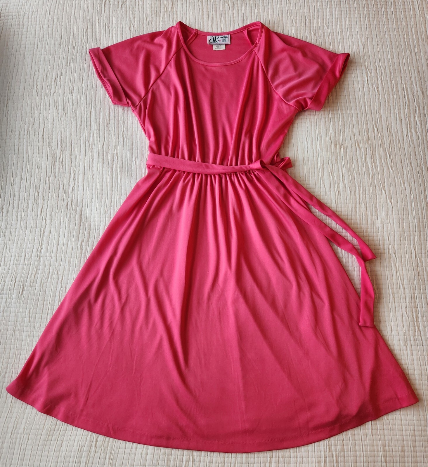 Vintage Haband For Her Pink Flowy Midi Sundress Women’s Size 12P Fits Like A Med