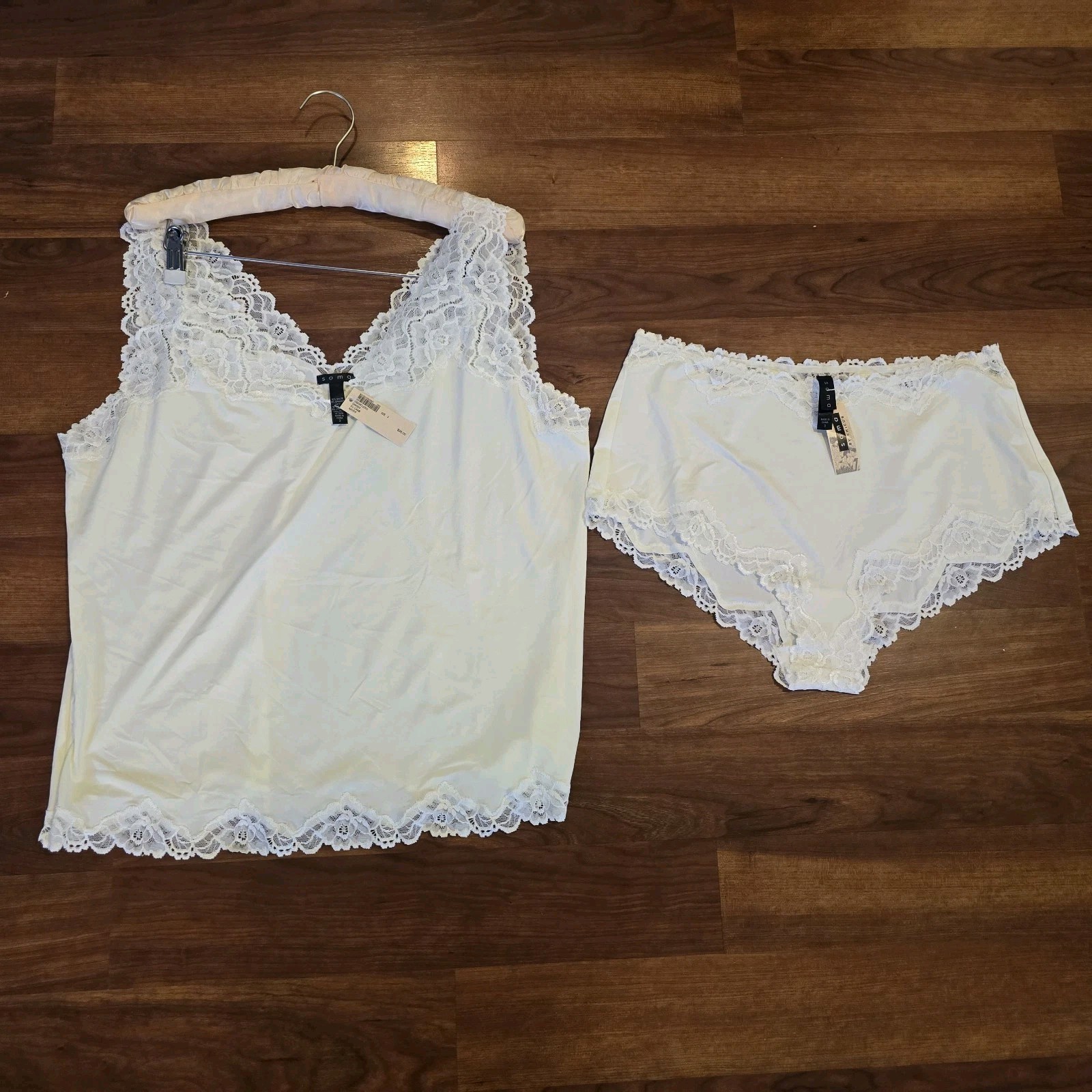 Soma By Chicos Ivory Lace Trim Lingerie Set camisole and slip Vintage Romantic