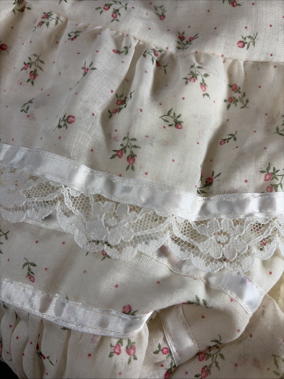 Vtg 70s Gunne Sax Cream Tiered Dress Floral Prairie Cottage Core READ