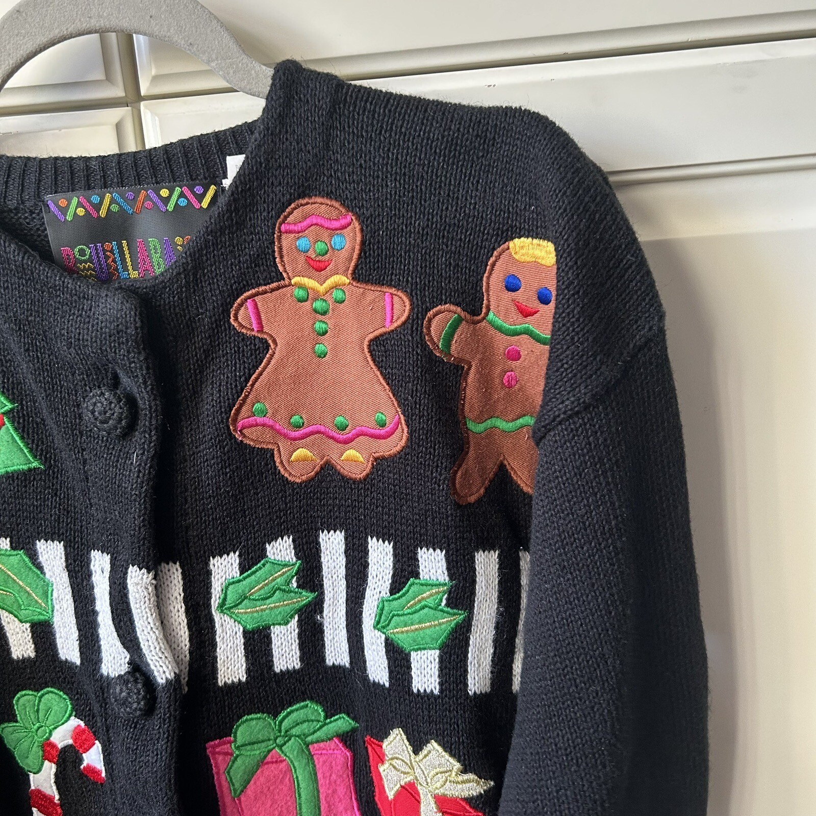 Vintage 1980s Bouillabaisse Deborah Christmas Festive Granny Teacher Cardigan M