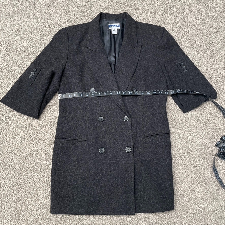 Vintage Pendleton Women’s Black Wool Double Breasted Blazer USA Vintage 12 Tall