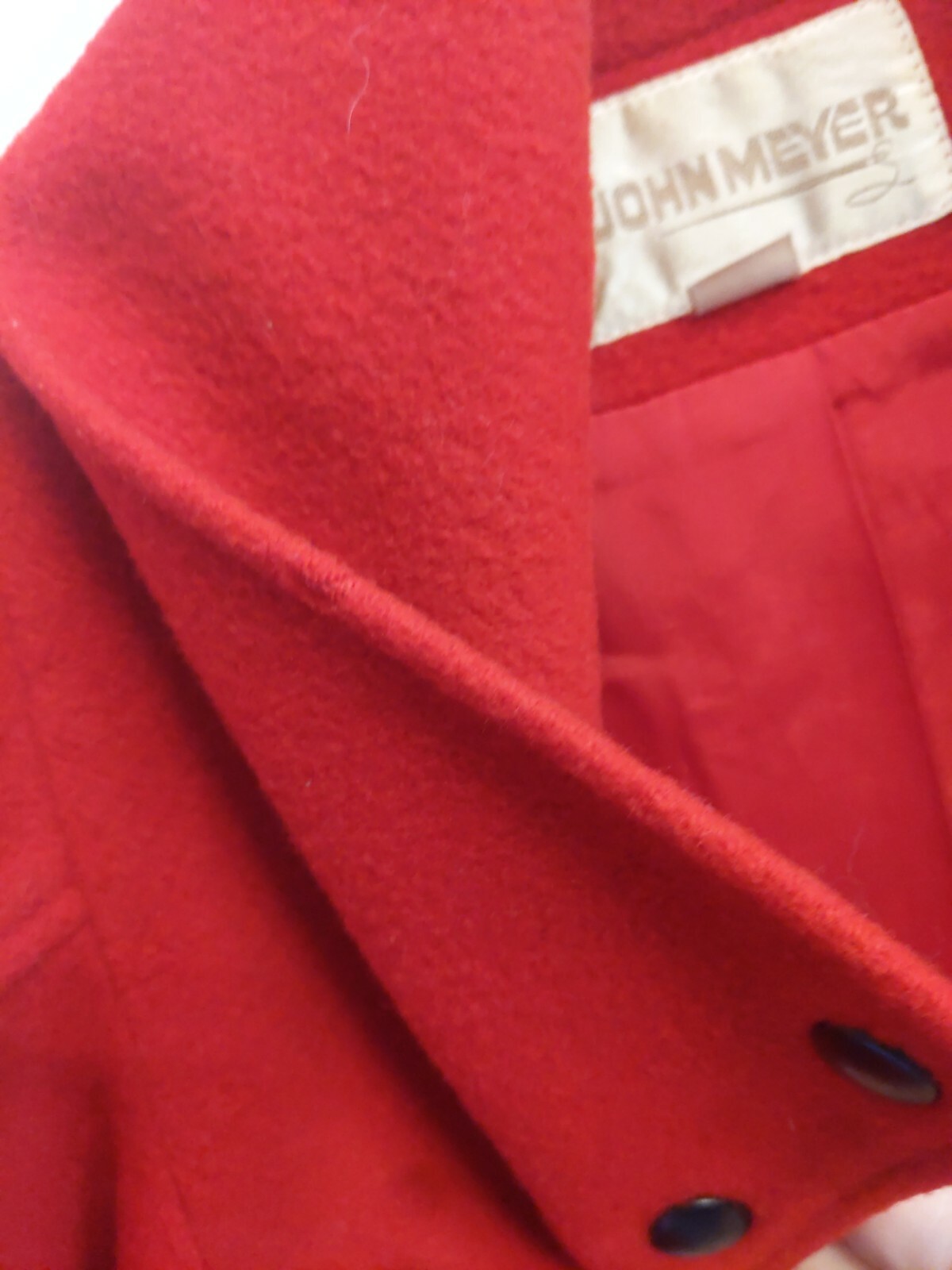 Vtg John Meyer Red Peacoat 100% Wool Sz 10