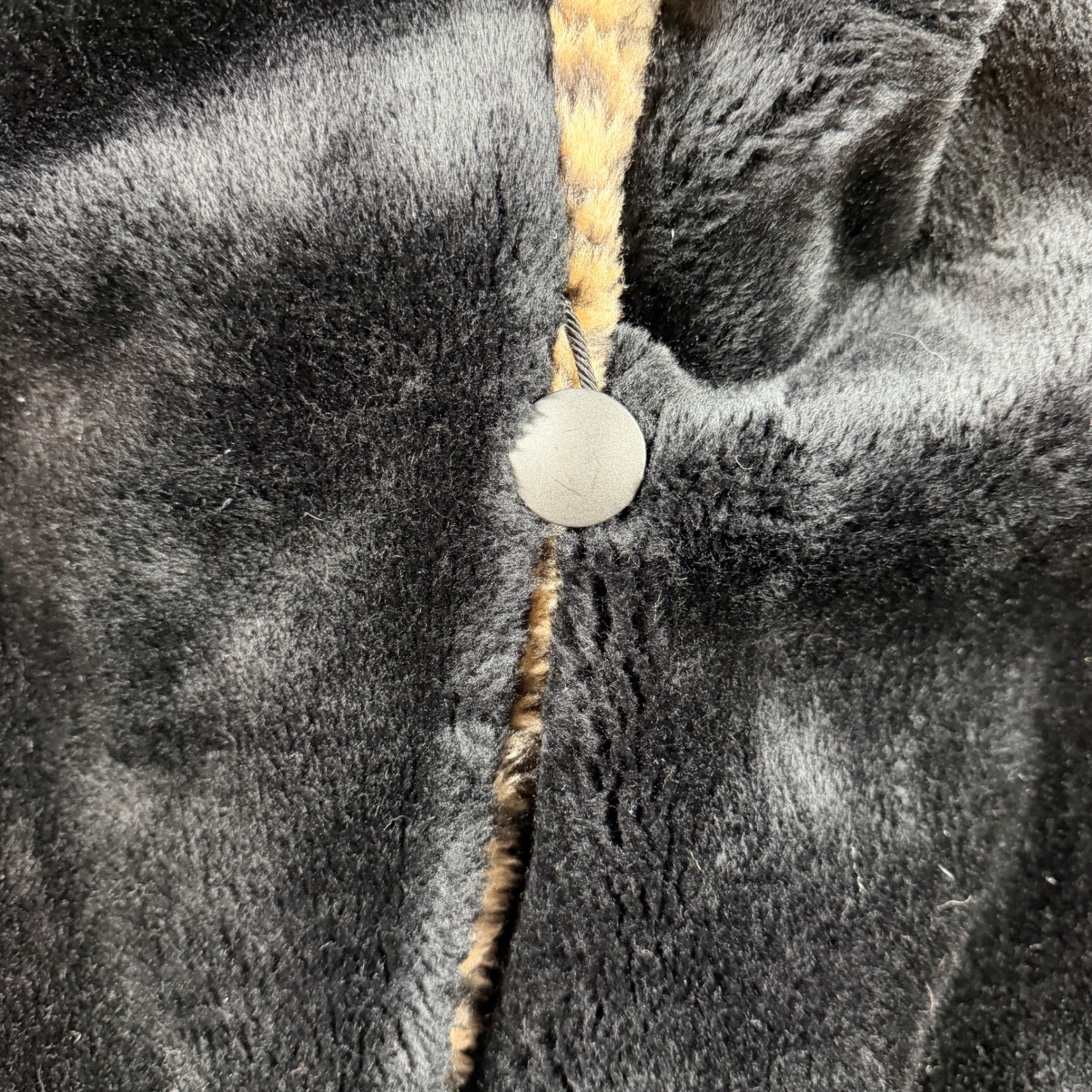 VTG Monterey Fashions Faux Fur Fleece Coat Women’s M Leopard Print Trim 80s USA