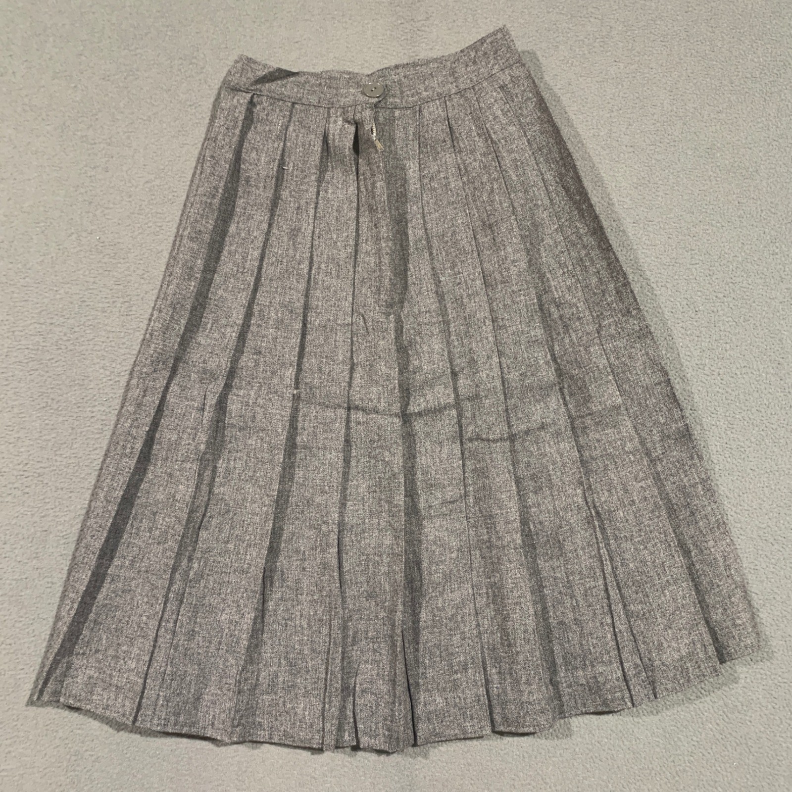 Vintage ILGWU Union Made Gray Pleated Midi Skirt High Waisted Dark Academia 22W