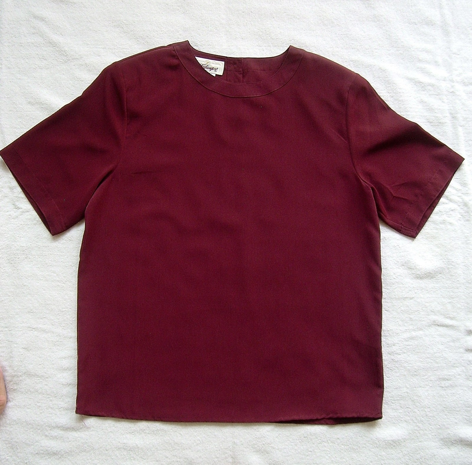 VINTAGE 90s WORTHINGTON SHORT-SLEEVED SECRETARY BLOUSE~DEEP RED~SZ M~NEVER WORN