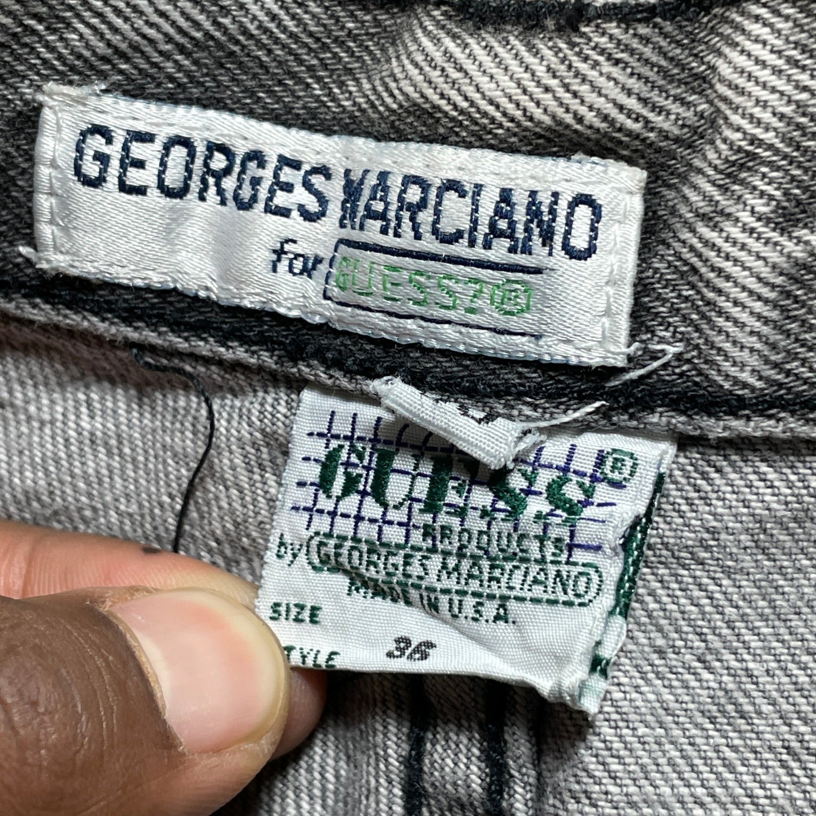 Vintage Georges Marciano for Guess Womens 32×33 Acid Wash Grey Tapered Jeans USA