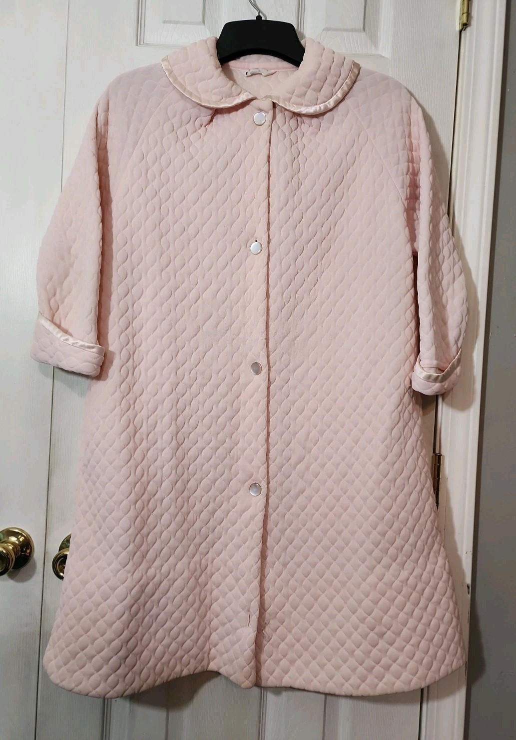 Vintage Beau Sure by Basila Pink Quilted House Coat Robe Medium