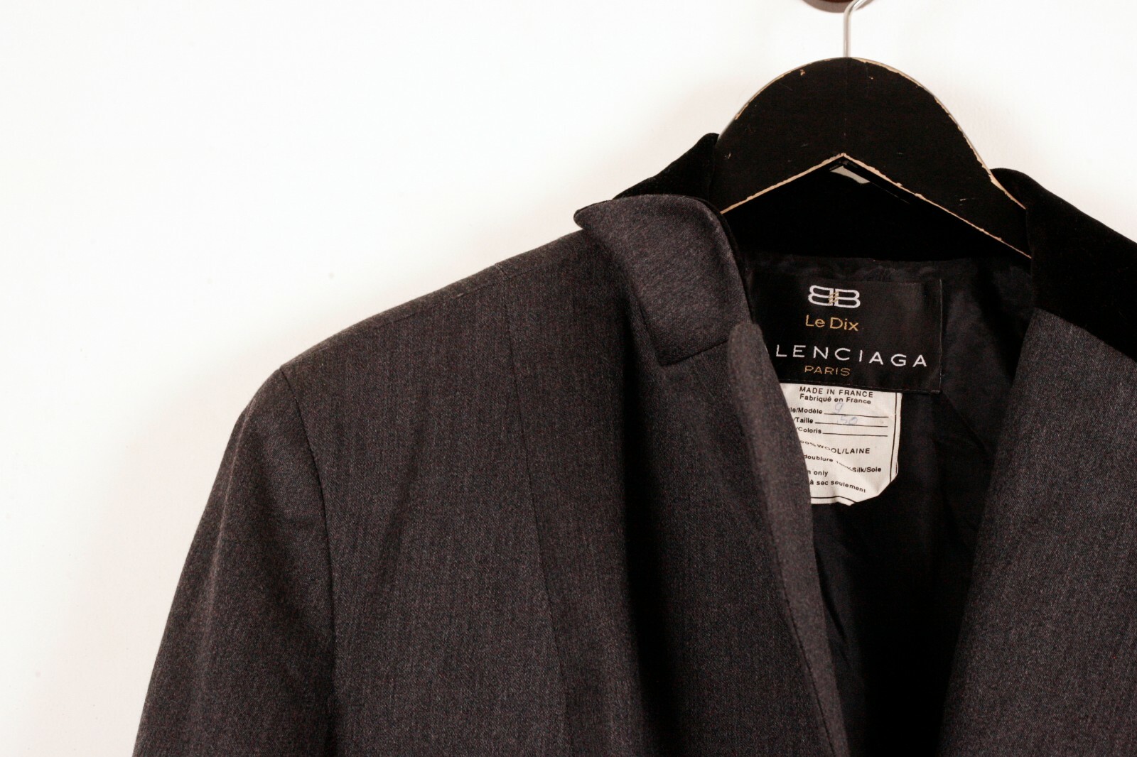 Balenciaga Dark Gray Opera Style Wool France Coat 50 Le Dix Paris Vintage