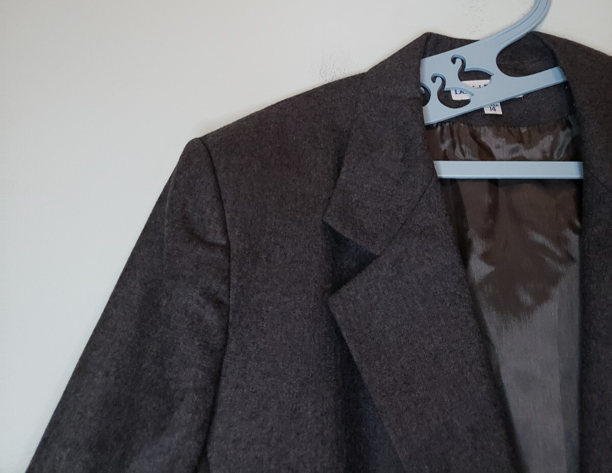 Vtg David Brooks Womens 14 Blazer 100% Pure Wool Gray Winter Fall Office Classic
