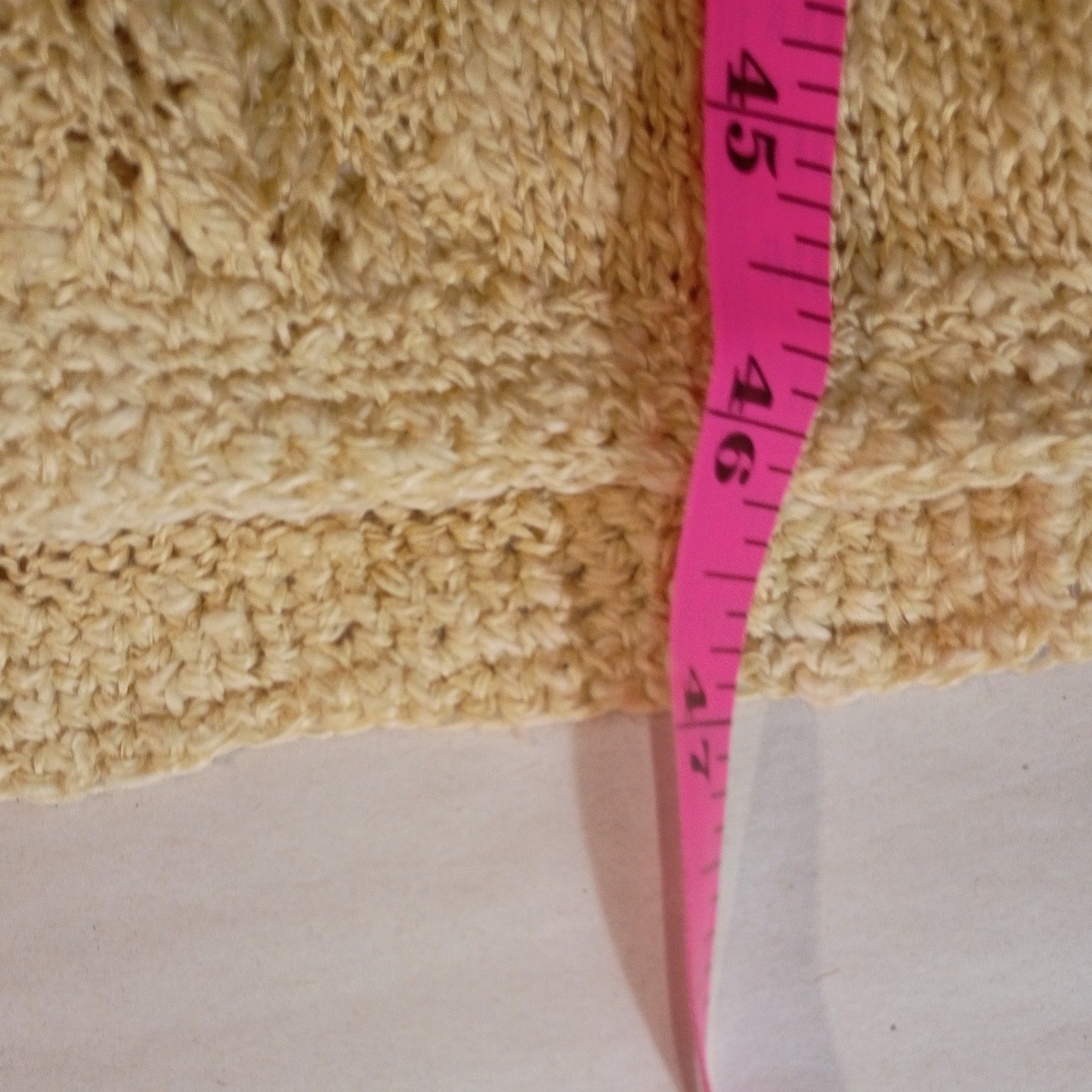 Vintage Handmade Pointelle Knit Cardigan Dress Oatmeal Beige Longline Midi XL