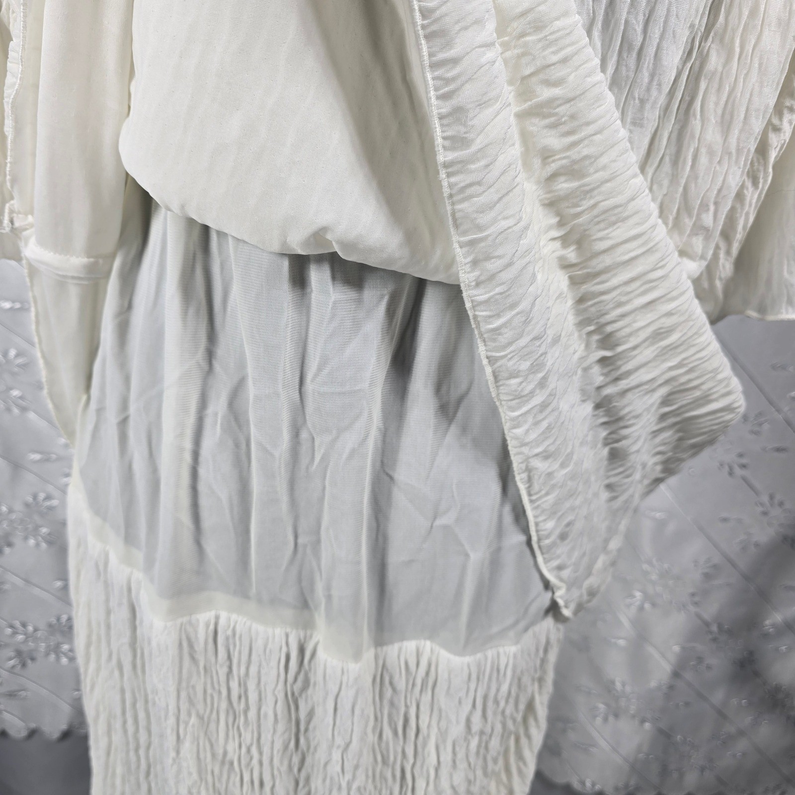 Vintage Riccardo e Barone White Crinkle Textured Dress Woman Plus Size 20.5 USA