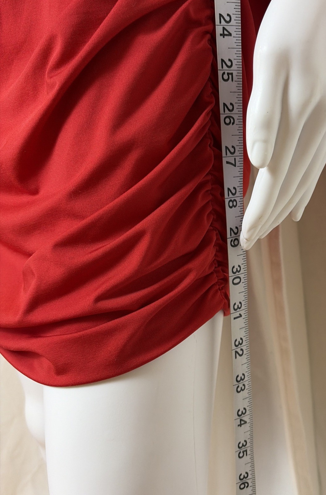 VTG 70s 80s Sexy Disco Party Clubwear Red Ruched Dolman Capelet Mini Dress S/M