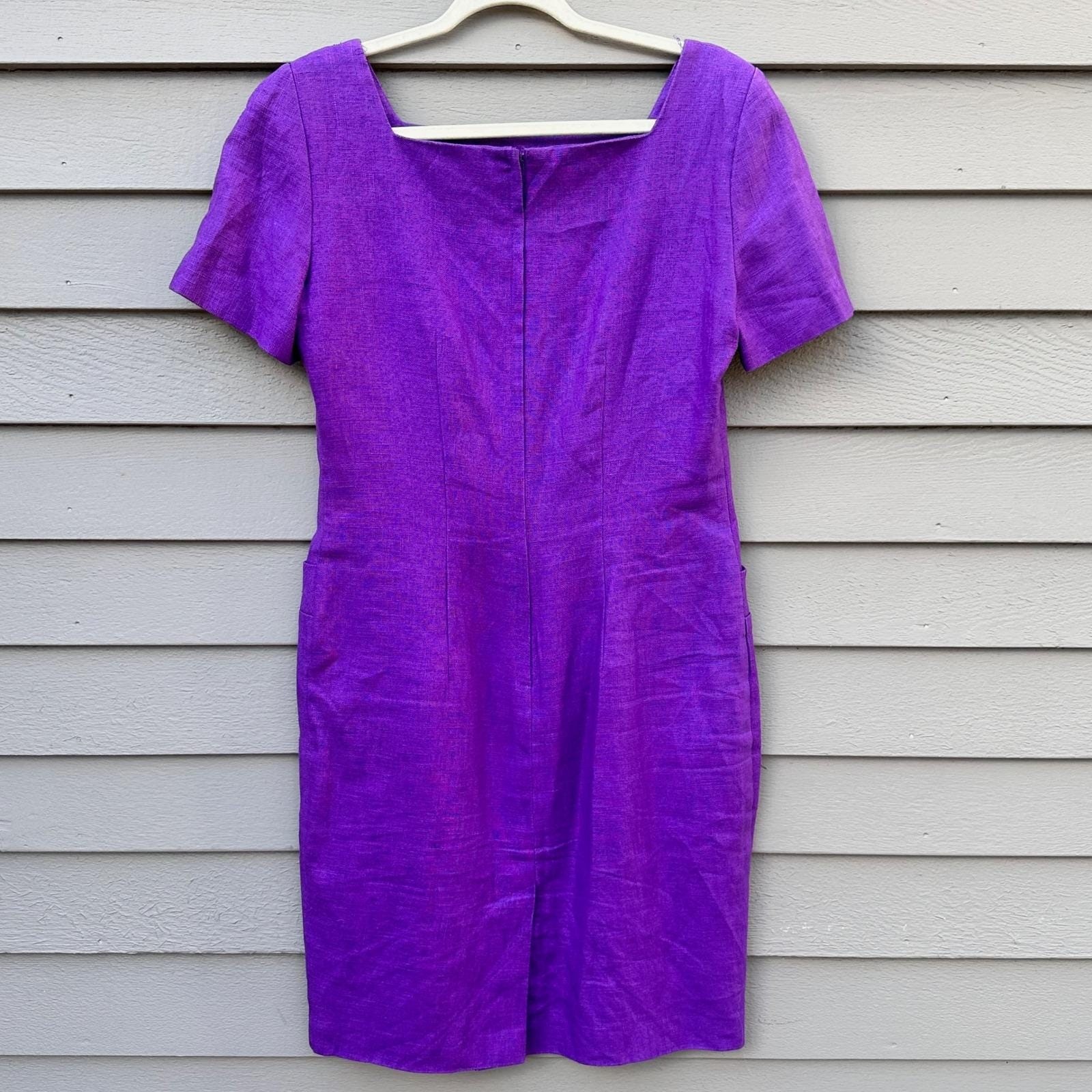 Vintage Santa Fe Purple Sheath Dress Size 8 USA Acetate Career Party Midi