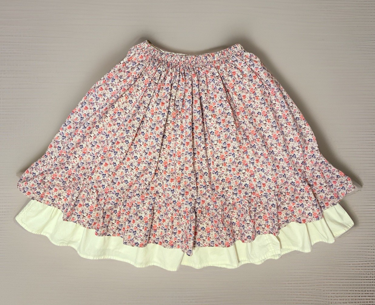 Vtg 70s Handmade Prairie Skirt Midi Layered Floral Cottage S/M Modest Feminine