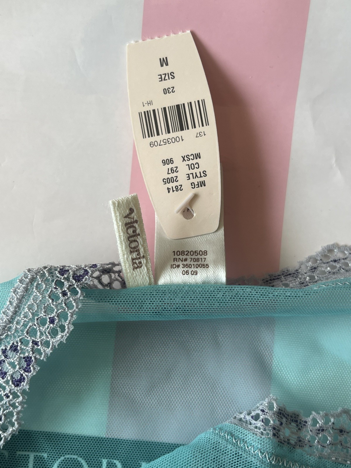 NWT VTG 2009 Victoria’s Secret Mesh Bikini, Aqua Blue Medium