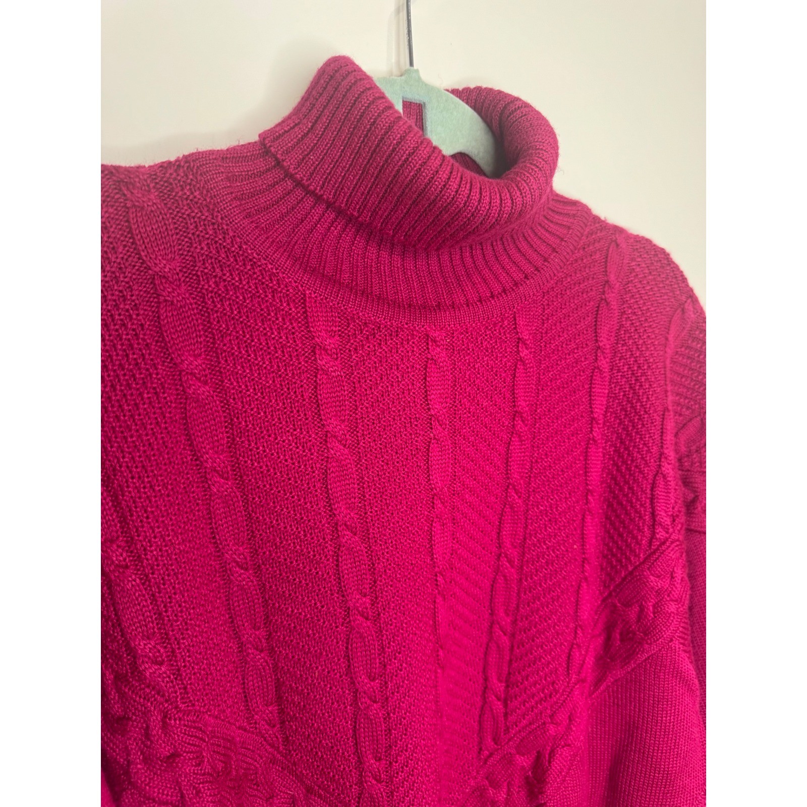 Vintage Bogner Magenta Turtleneck Sweater Wool Blend No Sz Tag