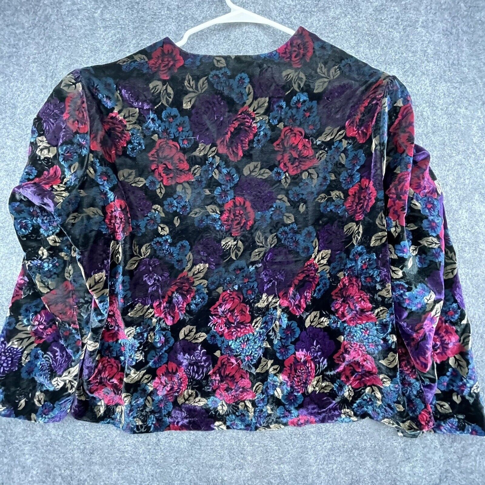 Vintage Jeri Marque Blazer Womens 38 Floral Velvet Capelet Lux Rich Bold 90s