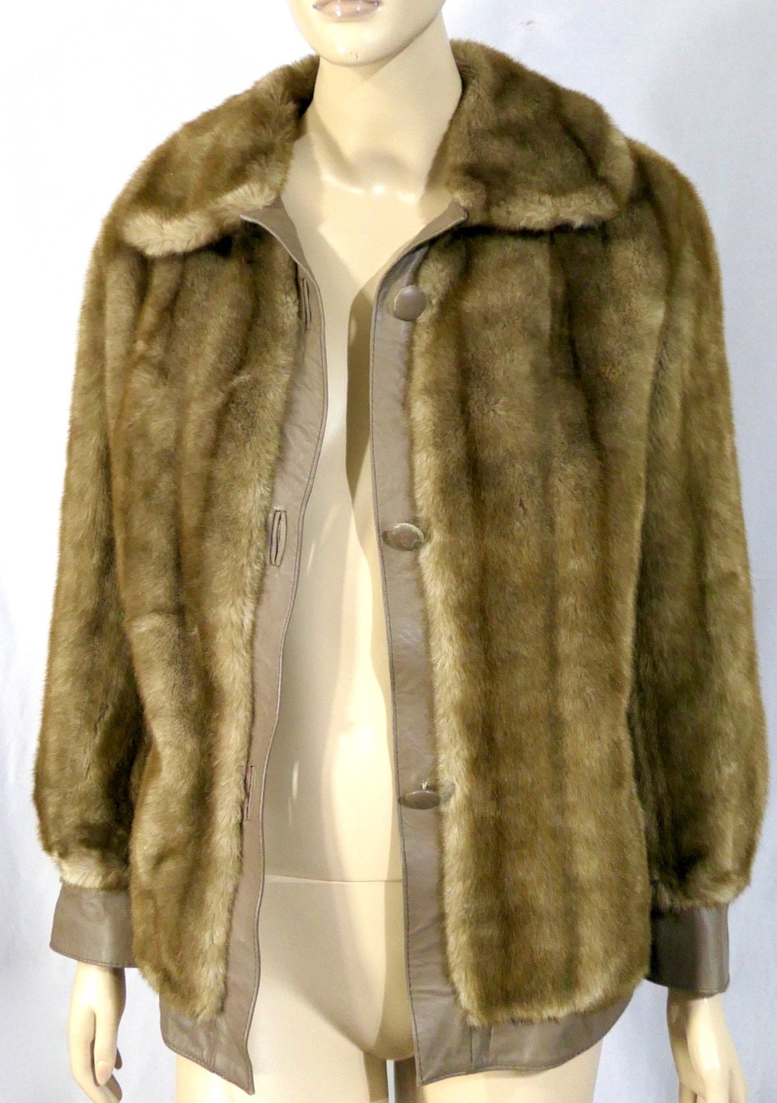 Vintage Mod 70s Faux Mink Fur Short Coat by Gino Rossi England Size M 8 S/M