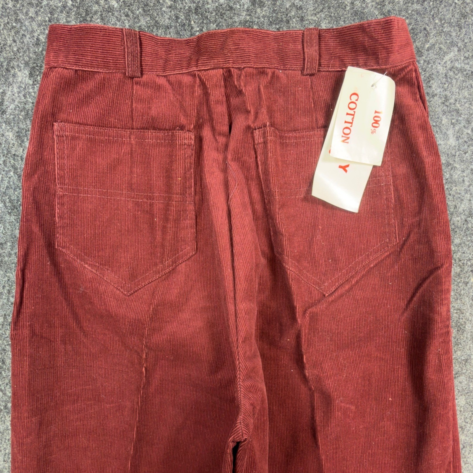 ILGWU Vintage 80s Baggy Pants Women Small Burgundy Cotton Corduroy NWT Deadstock