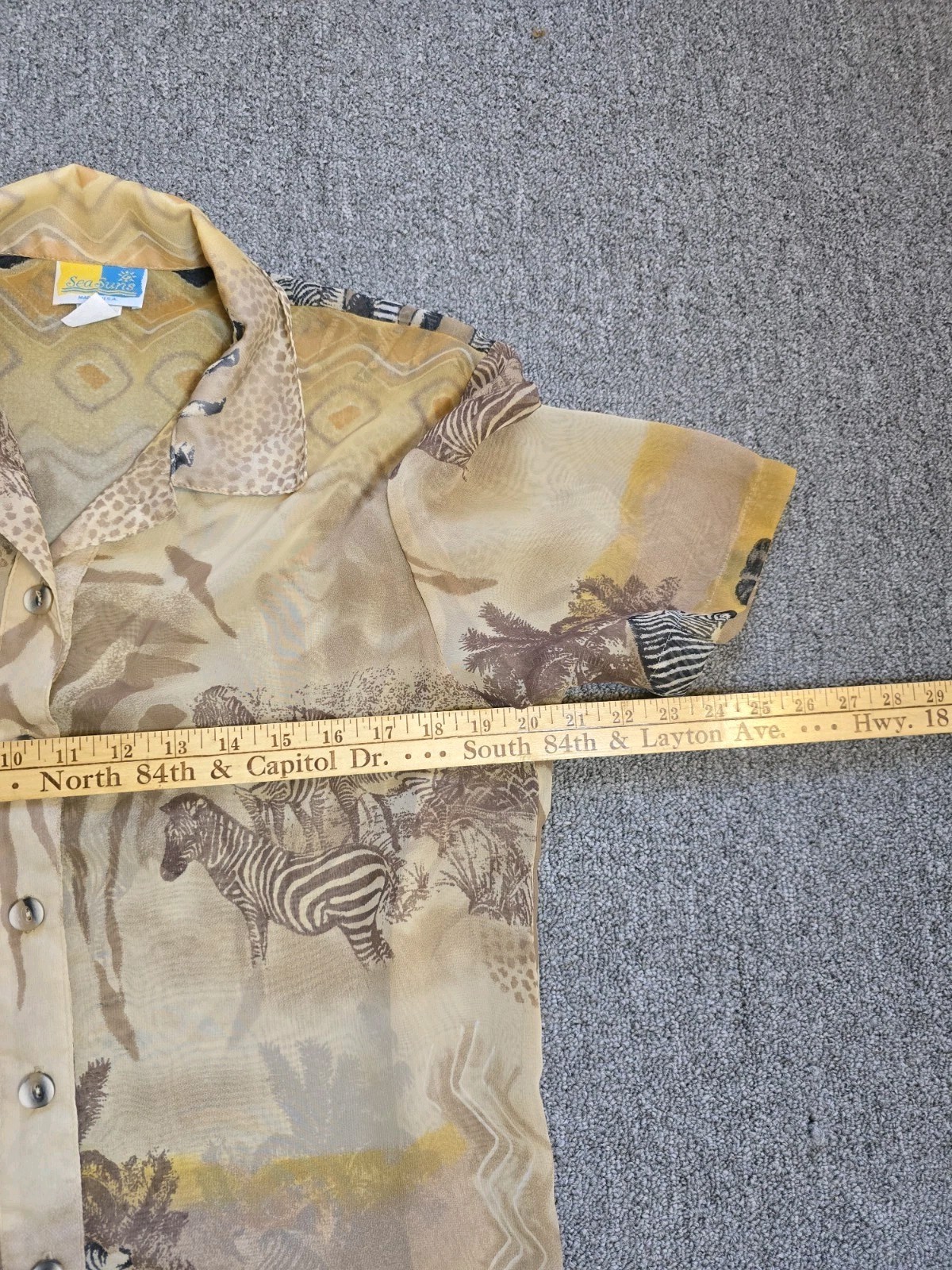 Sea Suns Vtg 80s Sheer Safari Themed Maxi Shirt Dress/ Cover Up Size S