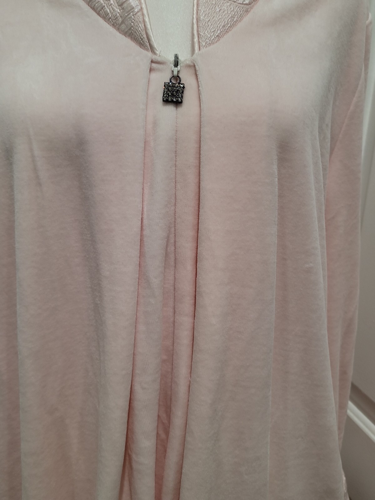 VTG Diamond Tea Women Size S Luxury Vtg Robe Nightgown Pink Velvet Zip