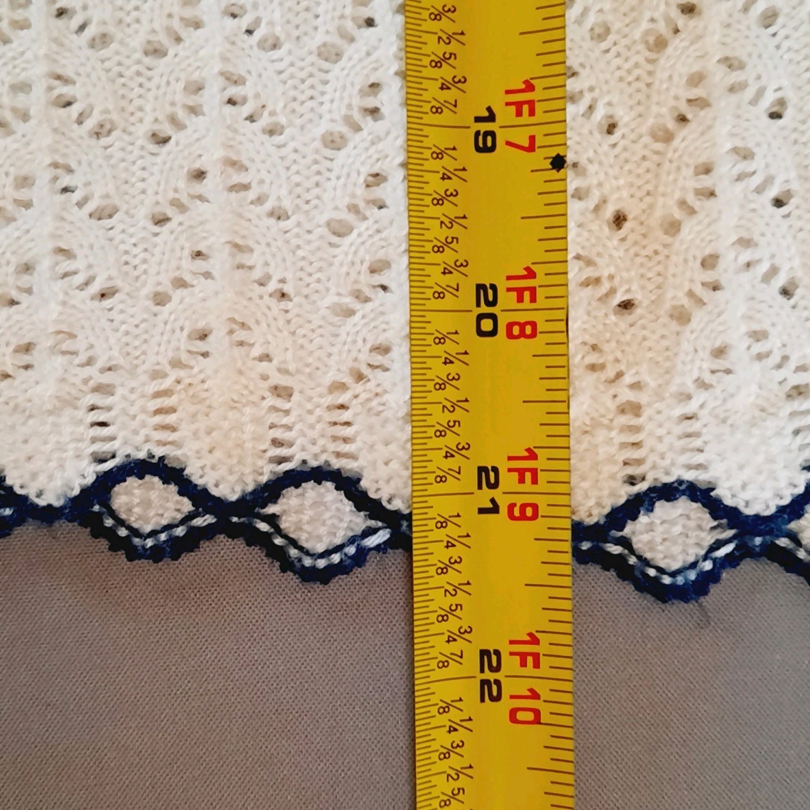 Vintage Billie Jo Knit Scalloped Neckline Contrasting Trim Cottagecore Sweater