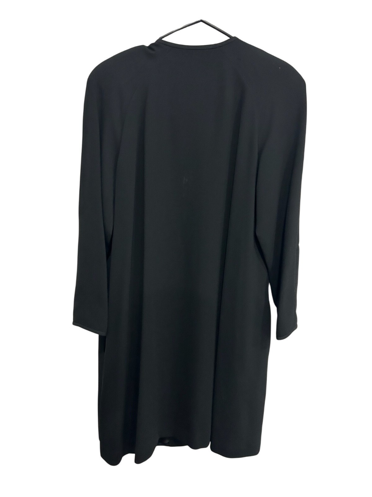 Vintage 80s Constance Saunders Button Front Long Coat Dress Black Sz 8 Formal