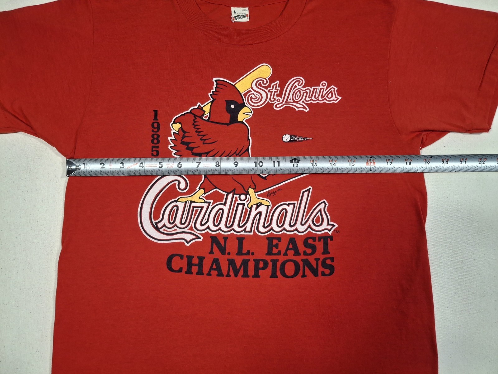 Vintage 1985 St Louis Cardinals NL East Champions Screen Stars Women’s L T-Shirt