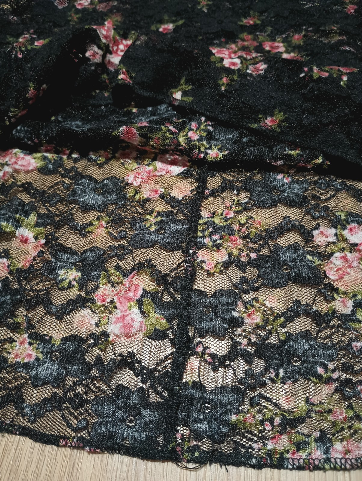 Vtg 90s Stretch Sheer Chantilly Lace Liberty Floral GRUNGE Layer Top Tunic M