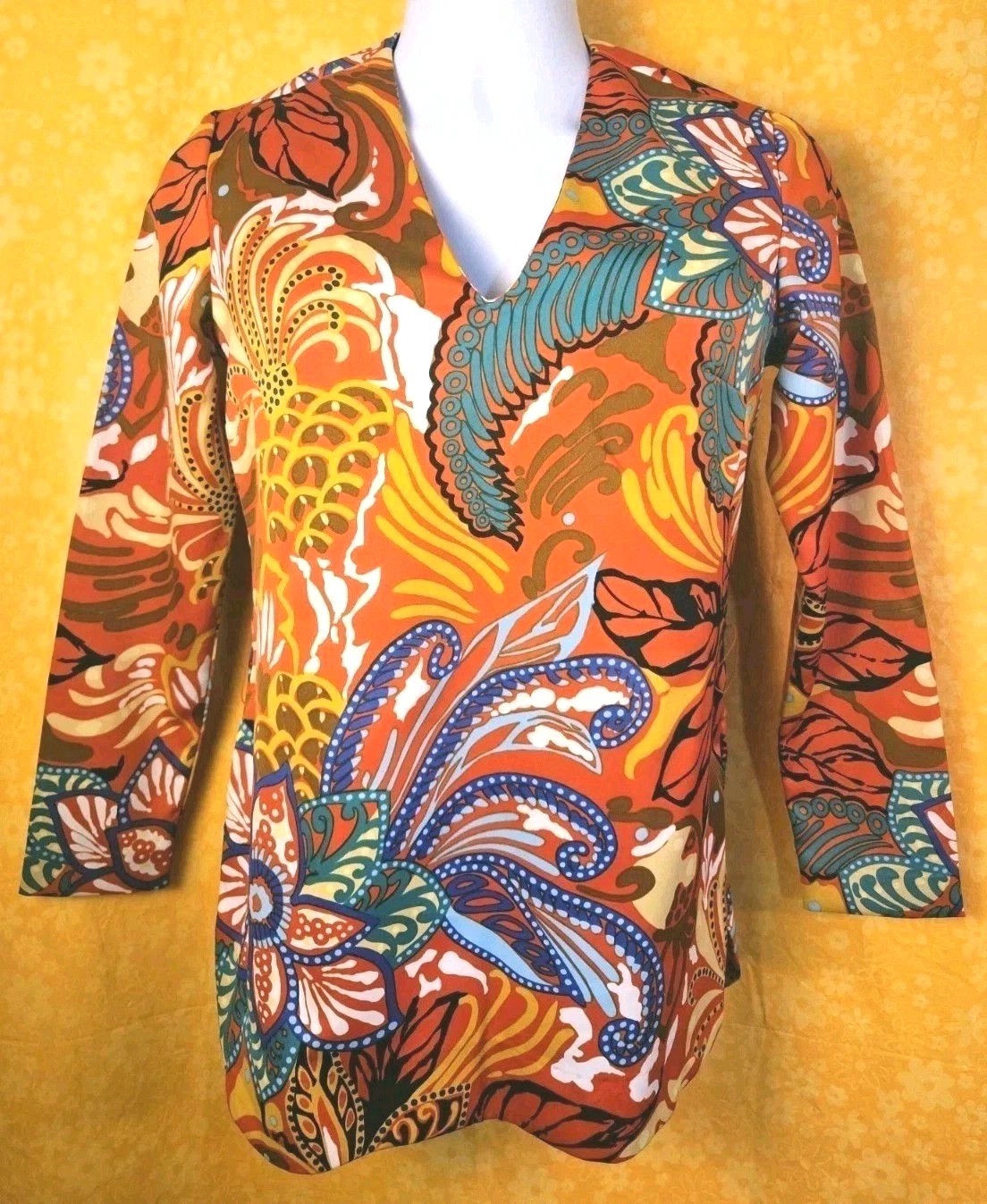 Vintage Concept 70’s Swirl Women’s Blouse (12) Necklace/Belt Not Included Groovy
