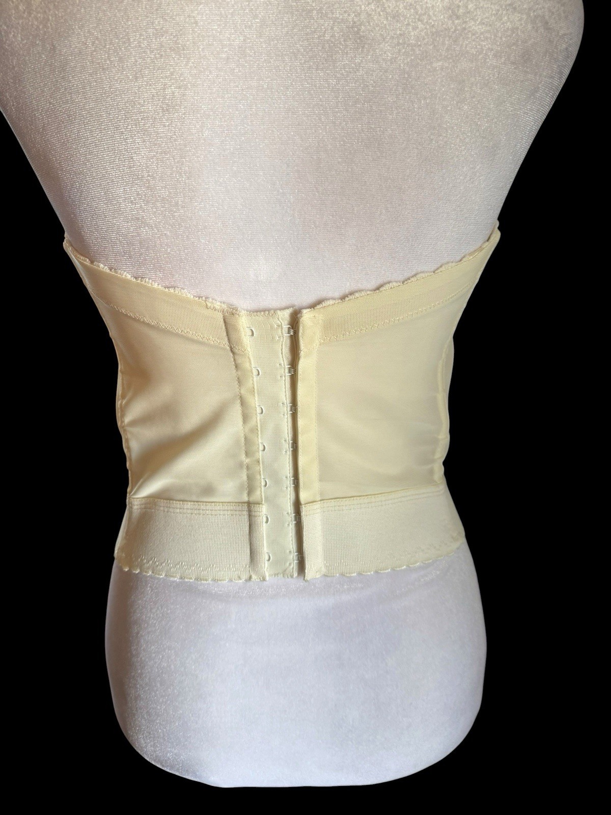 Goddess Long Line Bustier Ivory Bra Corset Cincher 34B Boned Pin Up Lingerie