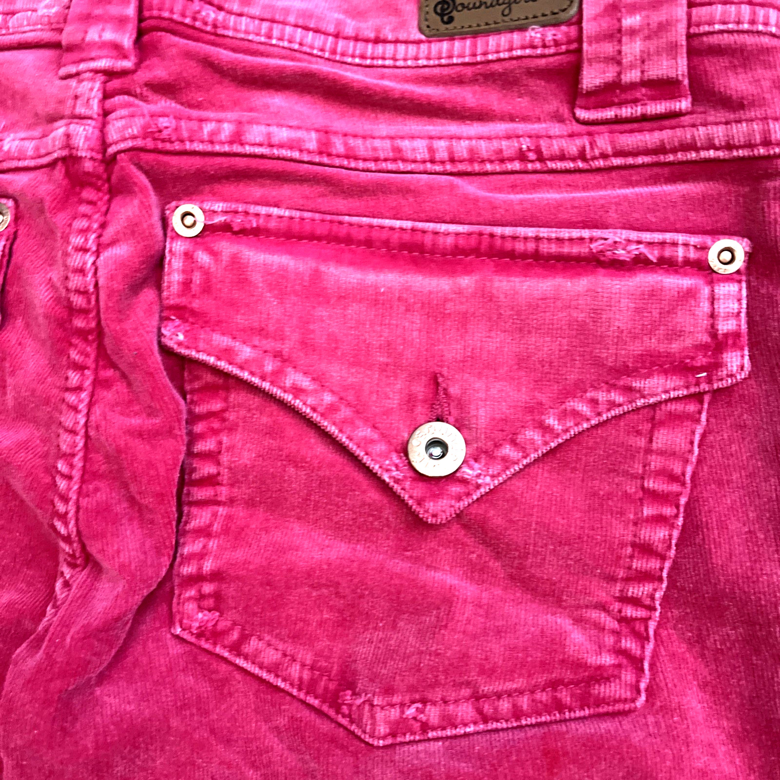 Vintage Soundgirl Pink Corduroy Skinny Leg Flared Pants Size 7 NWT Pockets Retro