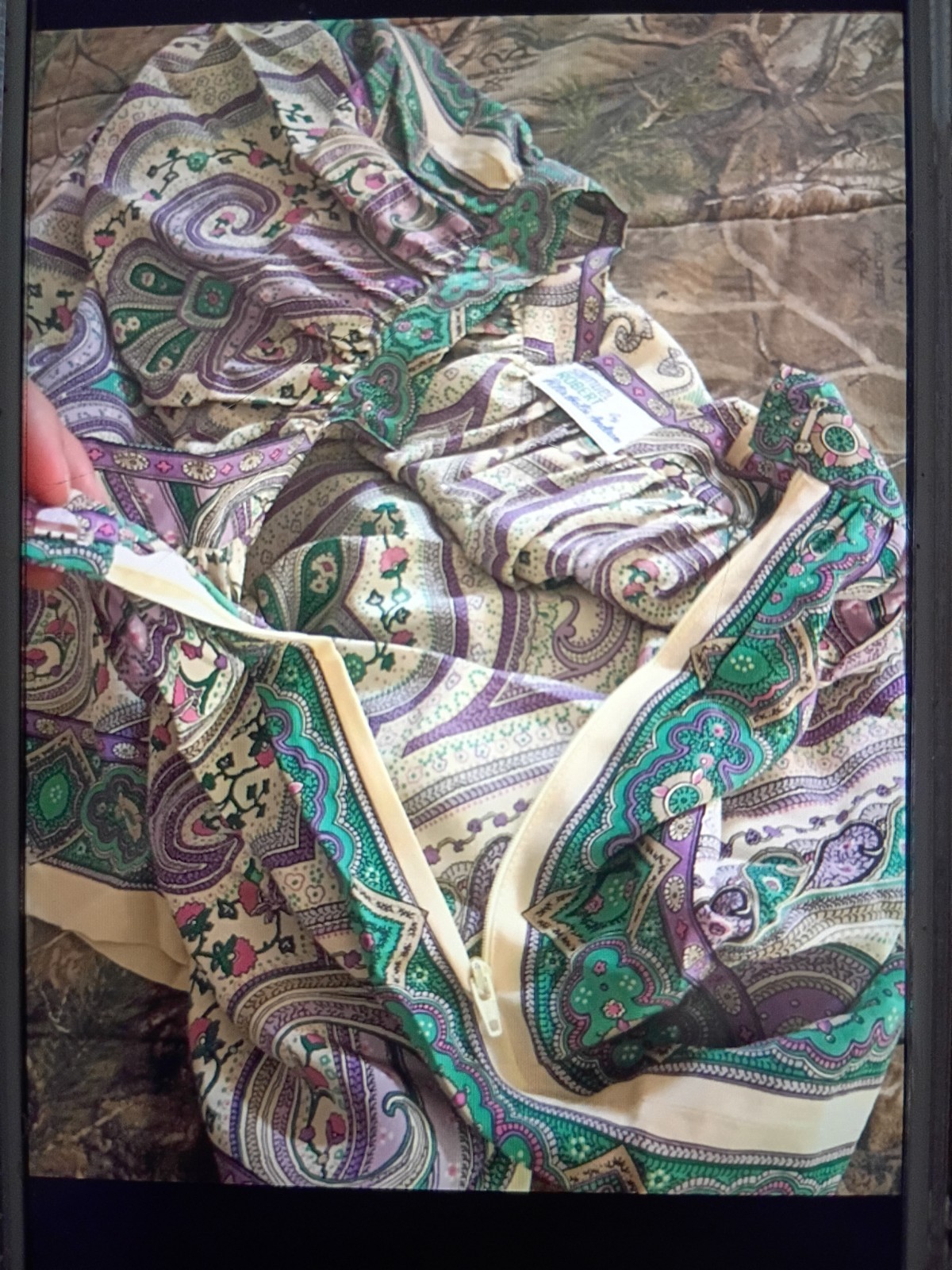 Vintage 1970s Samuel Robert Peter Hatsi Androu Paisley Silk Scarf Skirt Size 10