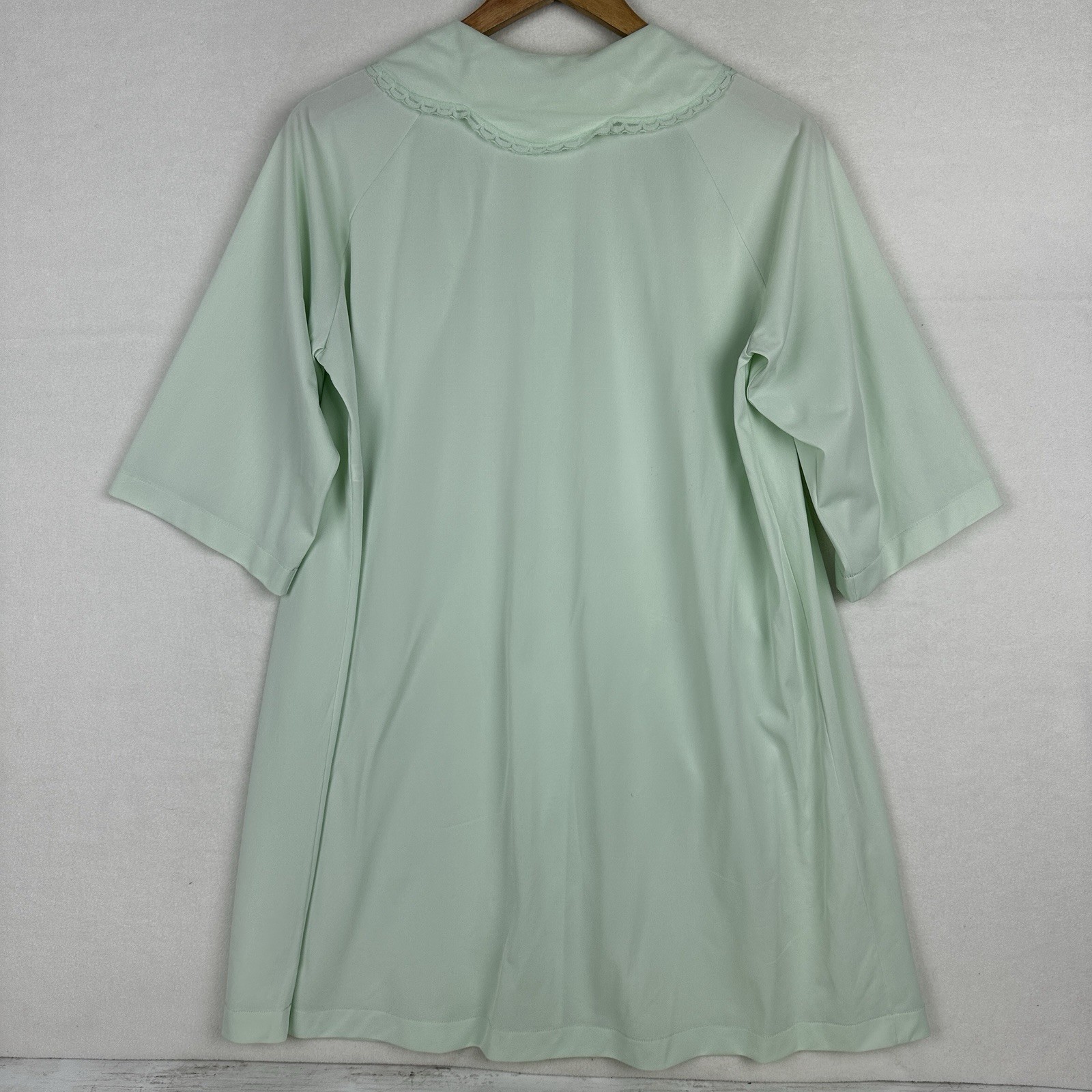 Vintage Shadowline PJ Top Bed Jacket Aqua Nylon Lace Medium Youth Buttons Pocket