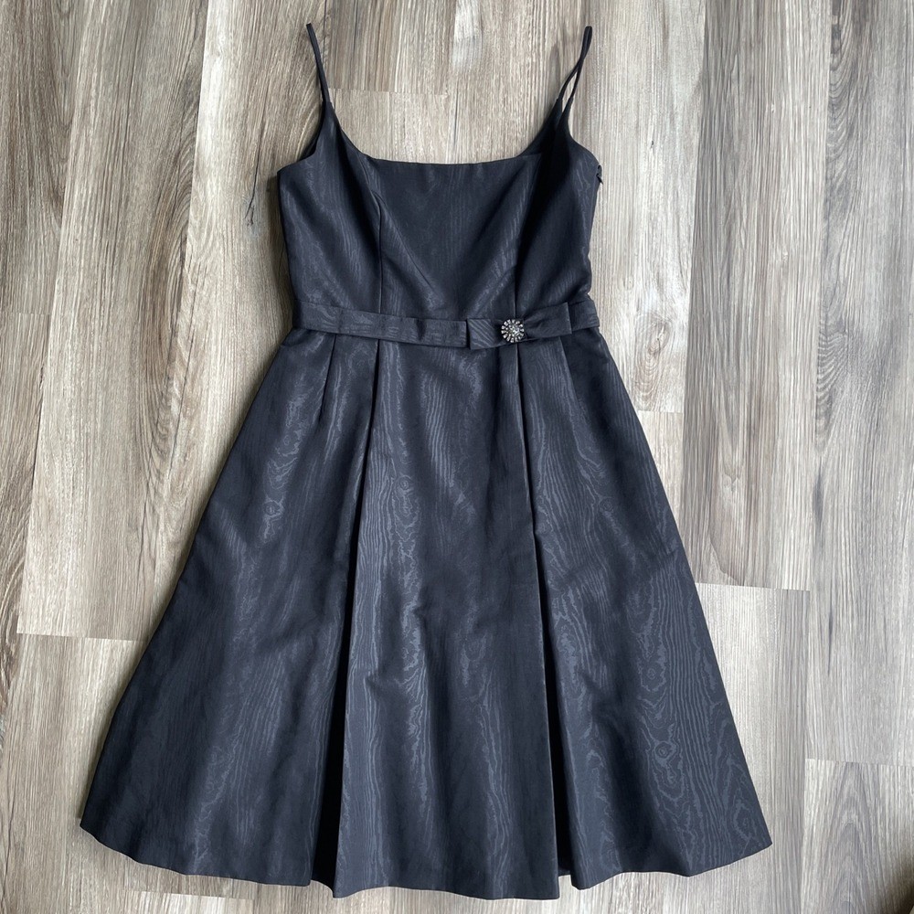 Vintage Maggy London Black Wooden Print Formal Dress Tulle Fairy Whimsigoth 8