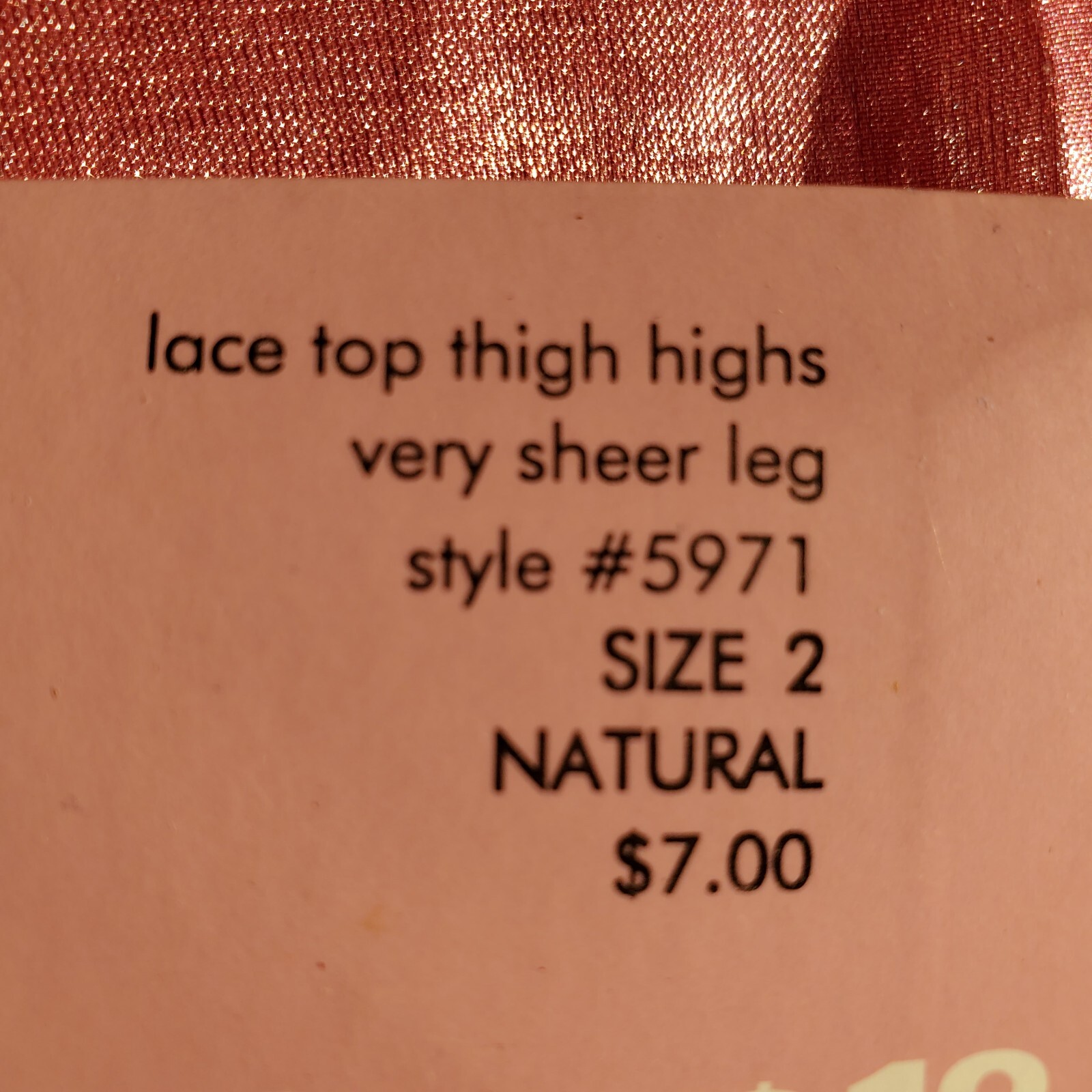 HUE French Lace Very Sheer Thigh Highs Stockings Size 2 Color Natural