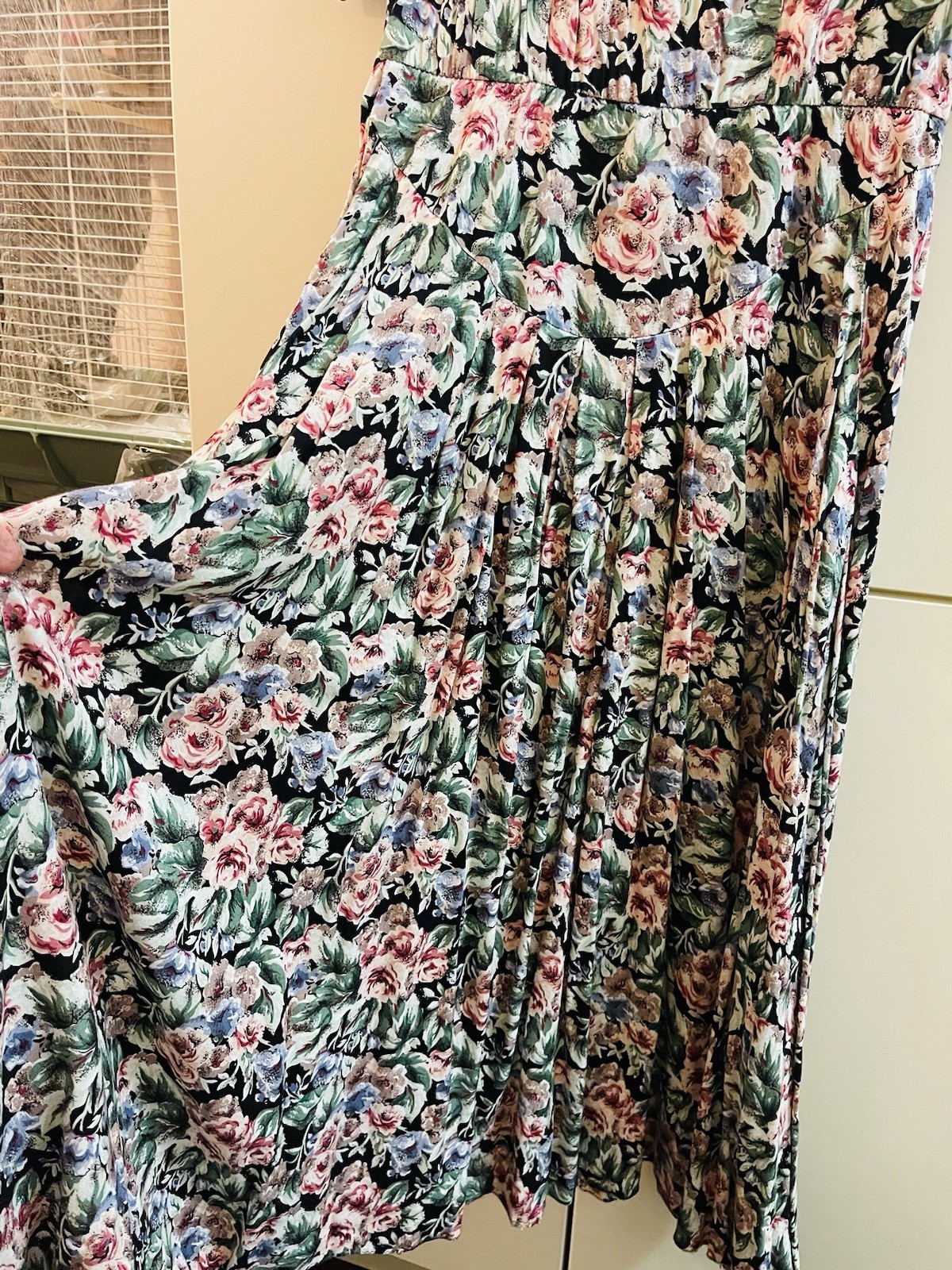 VTG E.D.MICHAELS By Meianie Drucken Cotton Dress Floral Zip Button Sz S/M
