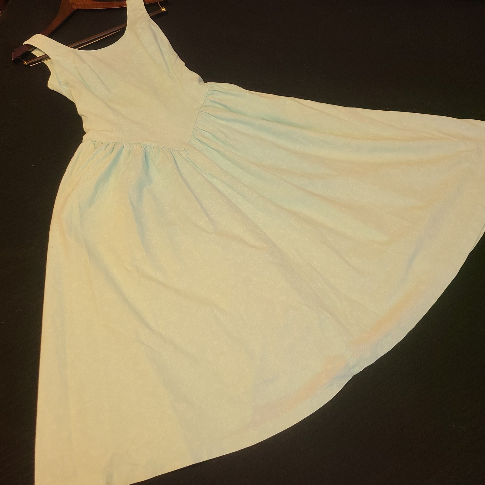 Vtg 80’s Joni Blair Dress Sz 7 Pastel Blue Green Stripes Floral Retro Sundress