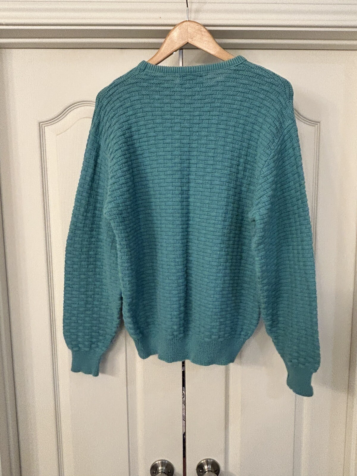VTG 80’s Made In USA Woolrich Women’s Cotton Knit Sweater Basket Weave Crew neck