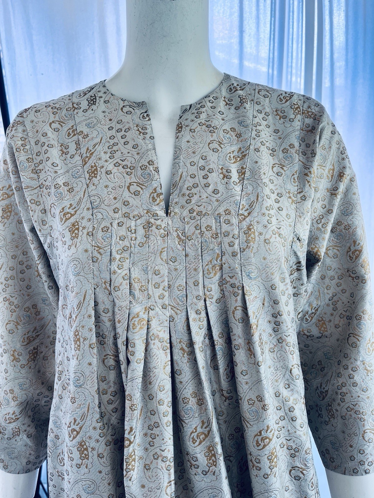 Vintage Jim Thompson Thai Silk Caftan 1970s Kaftan Dress w /Pockets Size Large